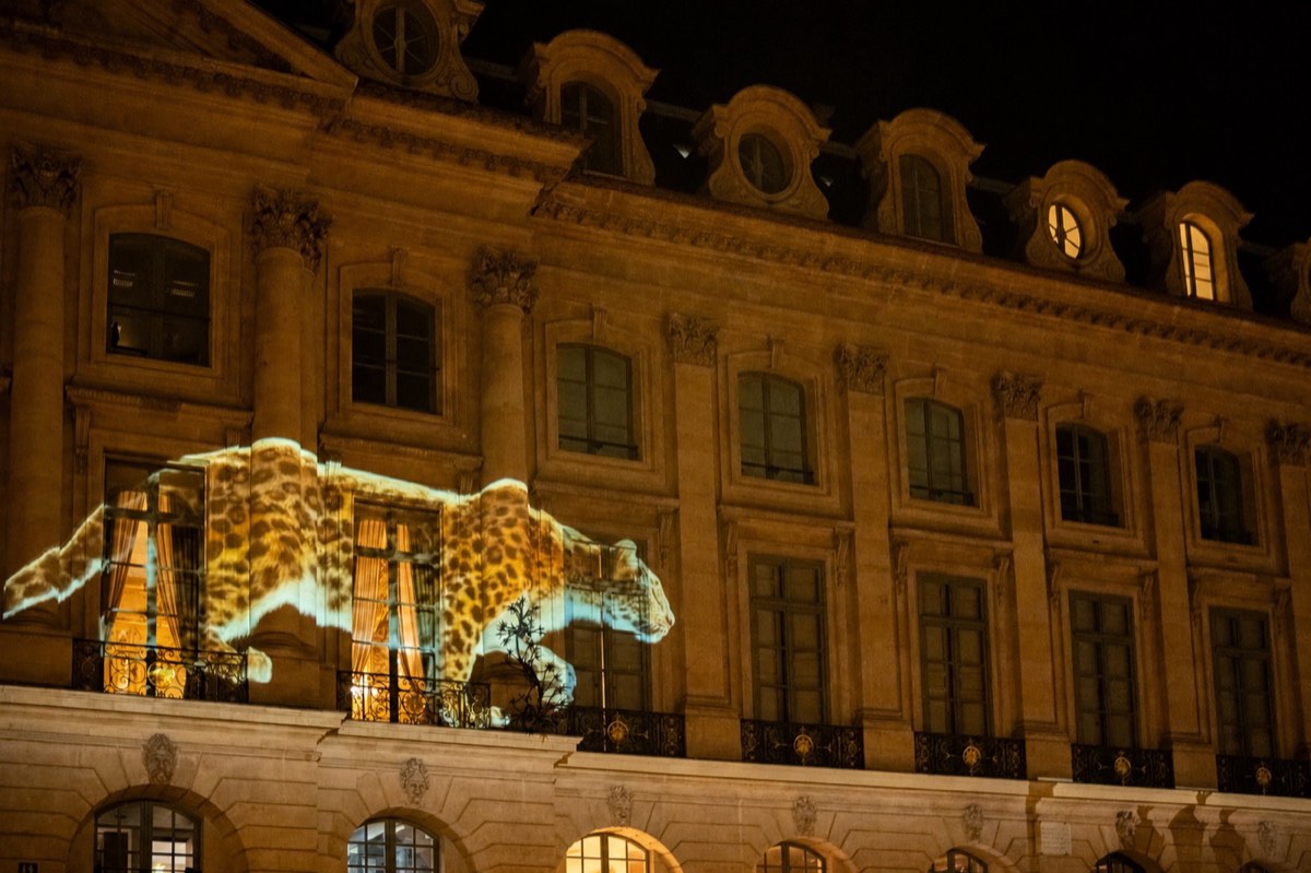 Architectural projection on a historic façade